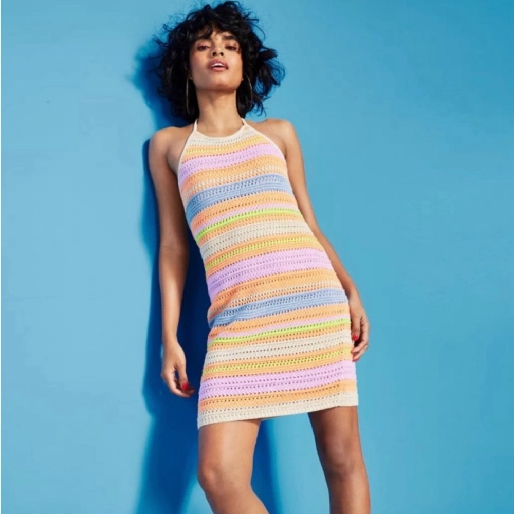 House of Harlow 1960 Crochet Halter Dress